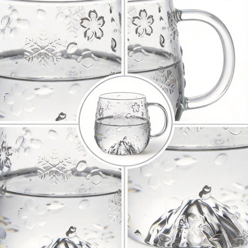 Artistic High-Borosilicate Glass Teacup with Mountain Silhouette