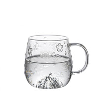Artistic High-Borosilicate Glass Teacup with Mountain Silhouette